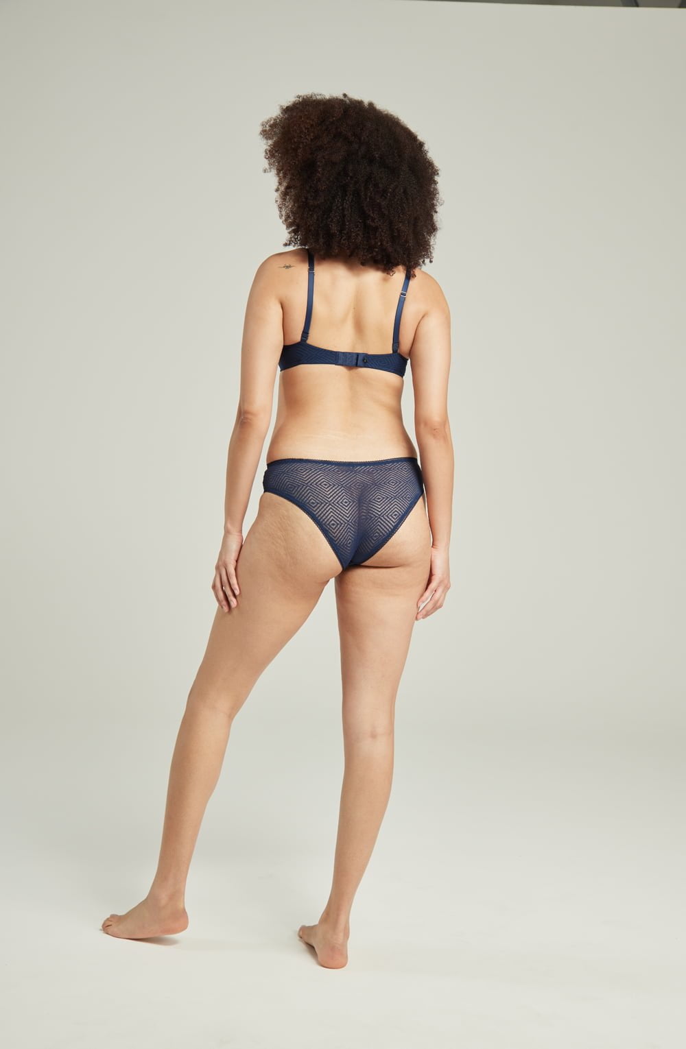 The Sheer Deco High Leg Brief Navy