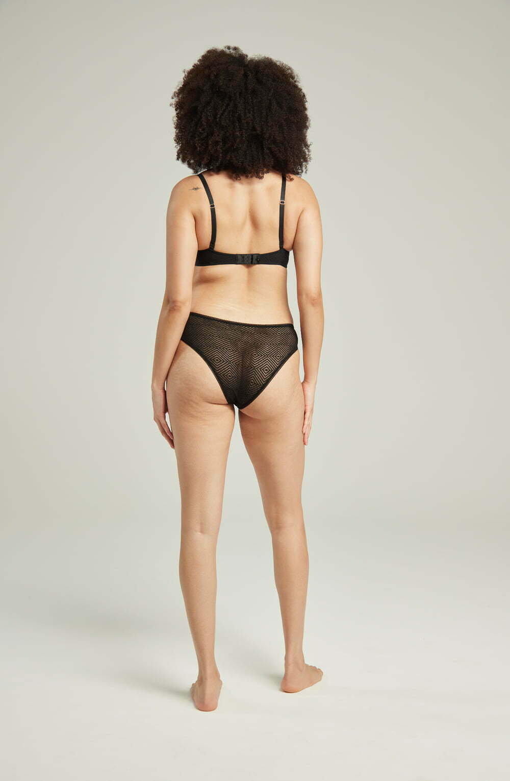 The Sheer Deco High Leg Brief Black