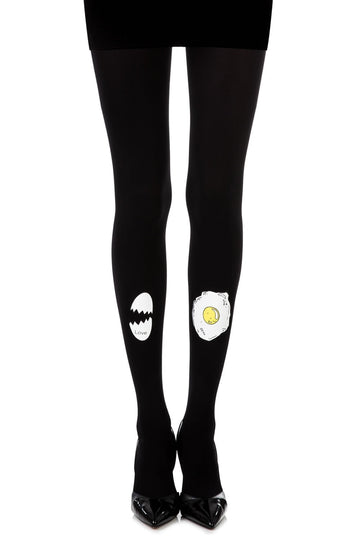 Zohara "Sunny Side Up" Black Print Tights